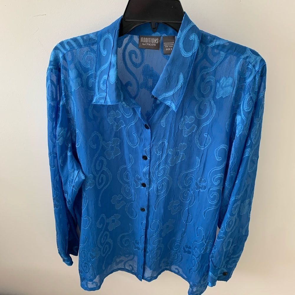 Additions by Chico’s Sz 3 (XL-16) Blue long sleeve - Picture 1 of 5